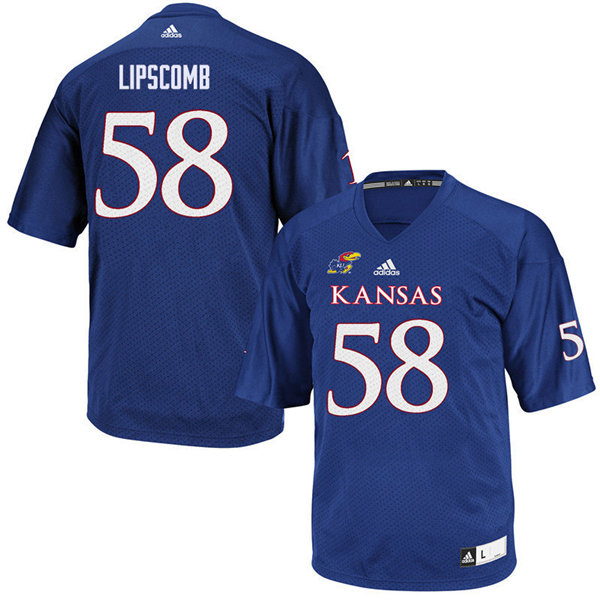 Men #58 Brian Lipscomb Kansas Jayhawks College Football Jerseys Sale-Royal